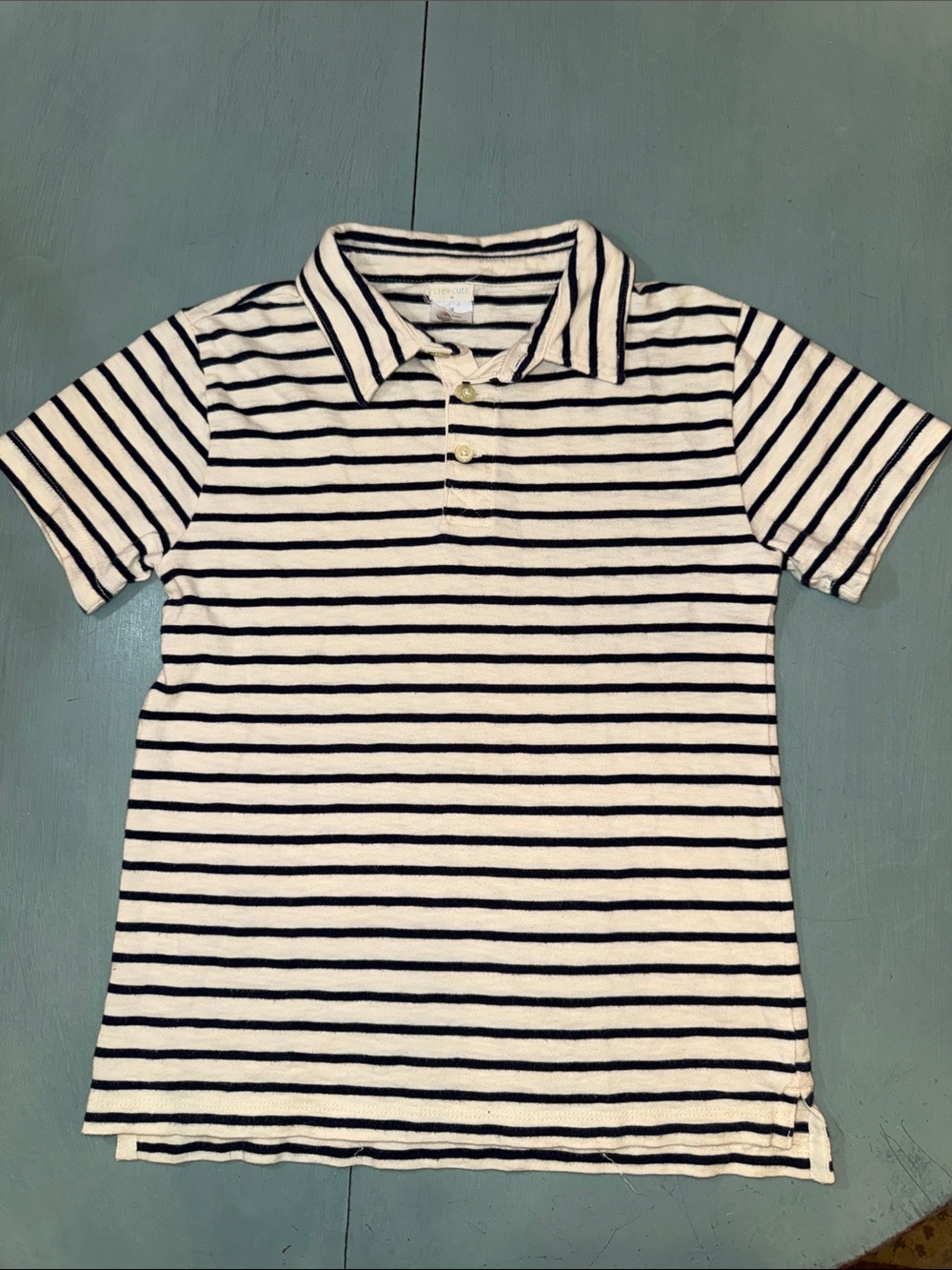 Crewcuts White Polo with Navy Stripes